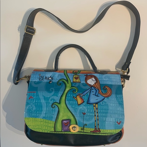 Painted Real Leather Laptop/Crossbody Bag - Picture 1 of 6
